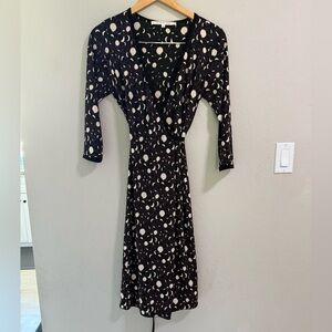 Studio M Black Moon Phase Print Wrap Dress - Size M
